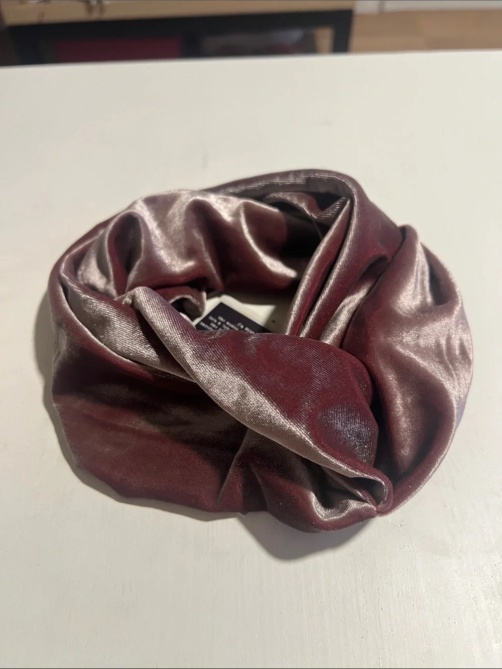 Knot Front Velvet Turban Headband in Taupe
